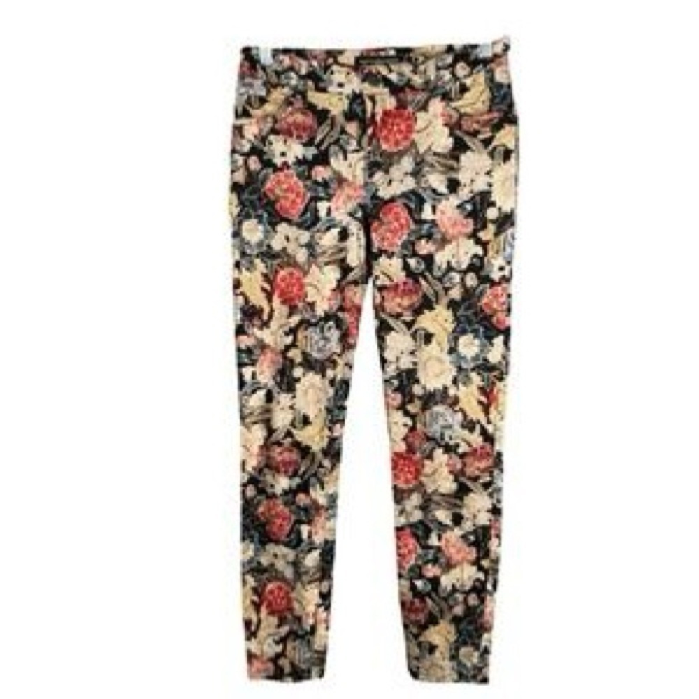 Peruvian Connection Floral Print Skinny Pants Colorful Boho plus size 17 34